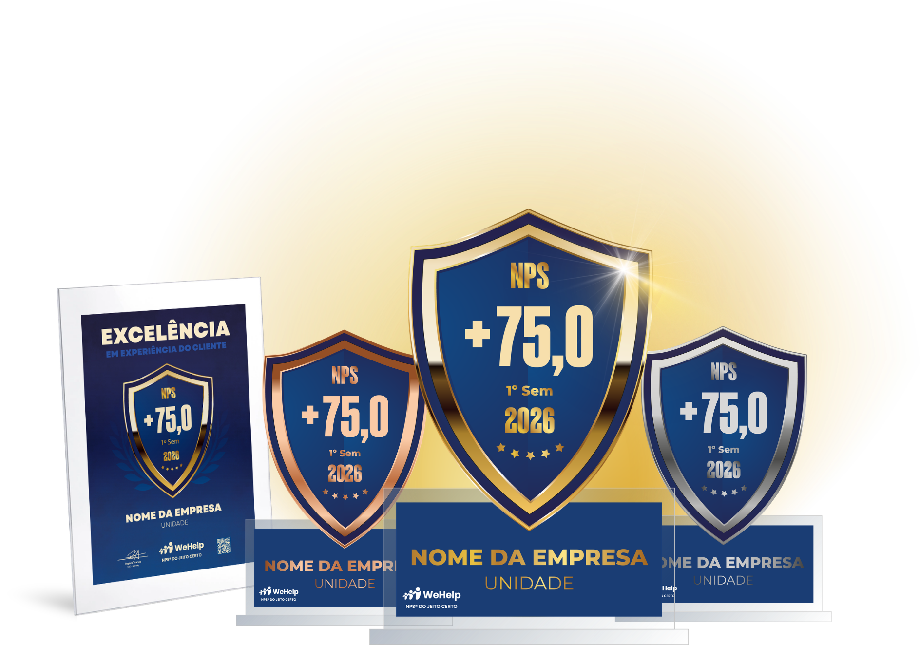 Troféus e selos do Prêmio WeHelp